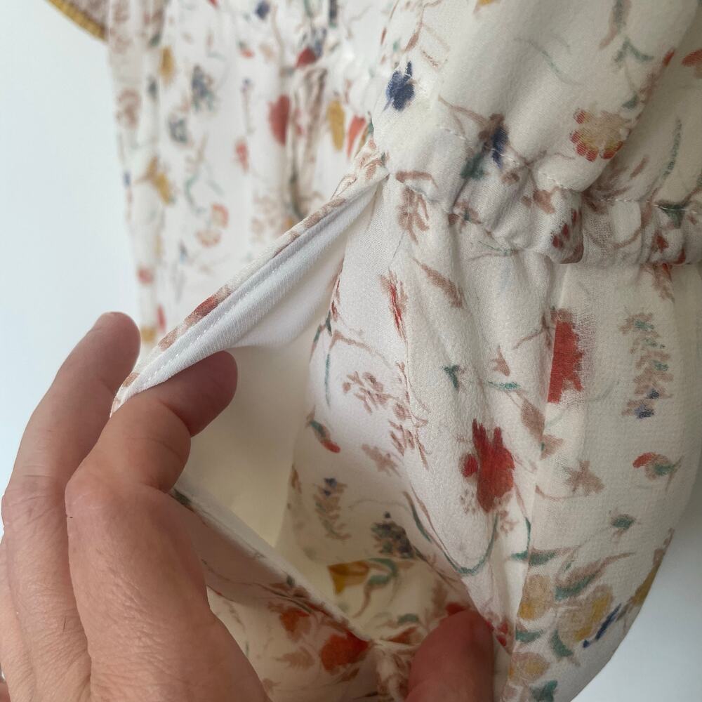 NWT Joie "Weldon" Silk Romper in ivory floral print sz L - Picture 10 of 16